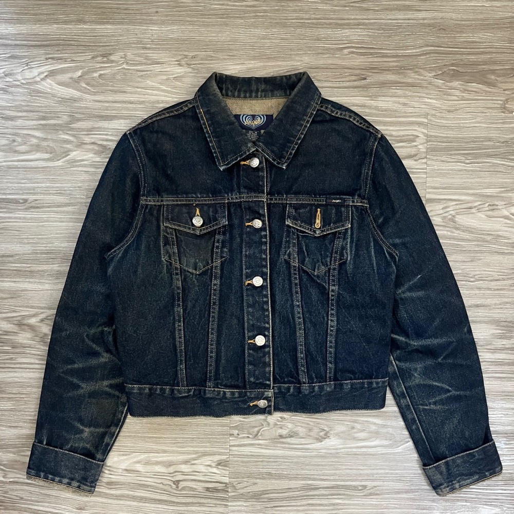 Angels Womens Denim Jacket Indigo Blue Cotton Trucker Faded Wash Size M
